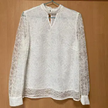 PENNY&DIANNE 화이트 레이스 긴팔 블라우스