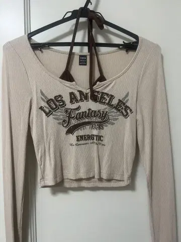 로스앤젤레스 프린트 긴팔 크롭 상의 7세트