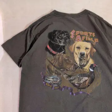 90s 빈티지 싱글 스티치 백 프린트 강아지 티셔츠 페이드