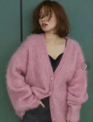 FRAY.ID 모헤어 니트 가디건 핑크 FREE