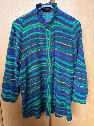 SHOZAN KYOTO 크레이프 원단 스트라이프 긴팔 셔츠