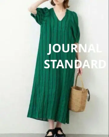 저널 스탠다드 린넨 롱 원피스 그린 반팔 원피스