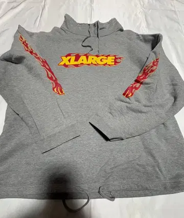 XLARGE 프레임 로고 맨투맨 L 그레이 빅 실루엣 소매 프린트