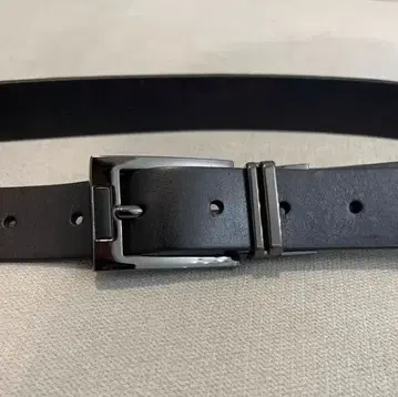 블랙 가죽 벨트 실버 버클
