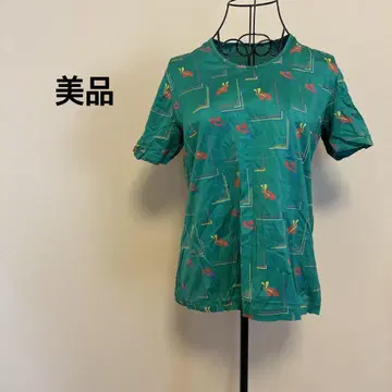 [ 새상품급 ] 여성용/반팔/T셔츠/티셔츠/그린/그린/패턴/레트로