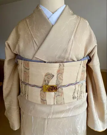 크림 이중 기모노 오비 세트