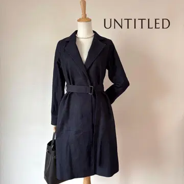 [ 새상품급 ] 언타이틀 벨트 부착 테일러드 코트 네이비 깔끔한 일본제