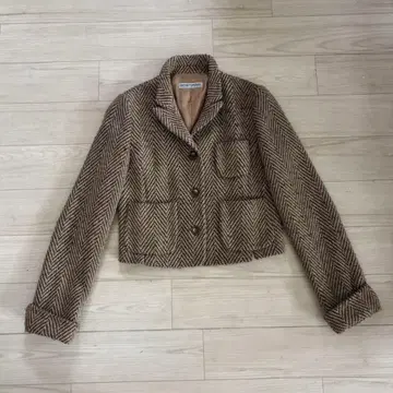 [ 새상품급 ] 엠포리오 아르마니 헤링본 숏 자켓 울 42