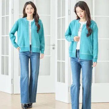 새상품 집업 가디건 터콰이즈 심플