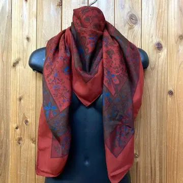 보태니컬 무늬 당초 무늬 대형 스카프 스톨 고급 멋스러운 레어 와인 레드