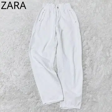 자라 데님 팬츠 스트레이트 하이웨스트 캐주얼 화이트 사이즈 XXS