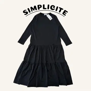 새상품 SIMPLICITE 저리 티어드 원피스 블랙 프리 사이즈