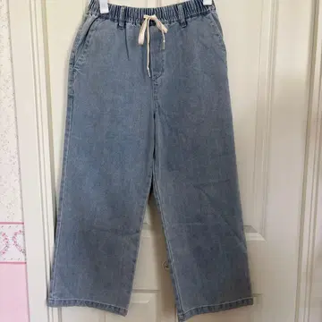 스튜디오 크림 데님 와이드 팬츠 라이트 블루 작은 키 사이즈
