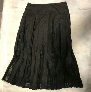 지뢰계 히메 스타일 레이스 플레어 스커트 롱 블랙 13