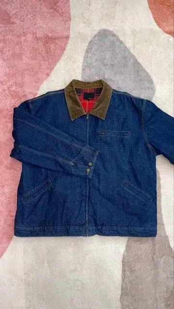 데님 자켓 코듀로이 카라 부착