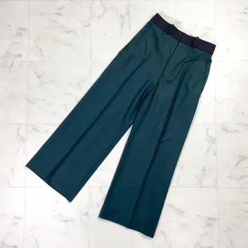 새상품급 JOSEPH 와이드 팬츠 슬랙스 그린 사이즈 34*ND543