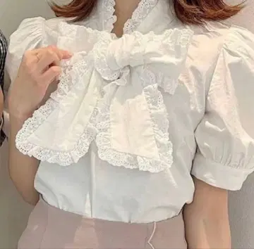 evelyn 코튼 레이스 리본 블라우스