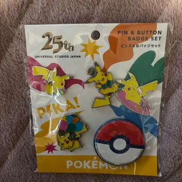 USJ 유니버셜 25주년 피카츄 포켓몬 핀즈&캔뱃지 세트