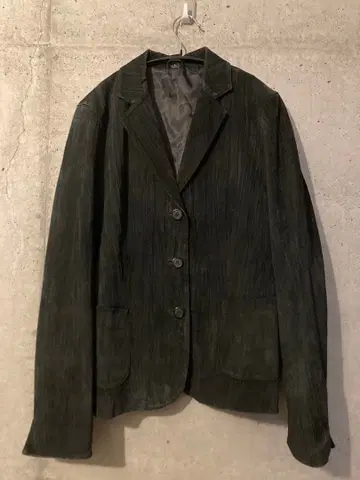 스웨이드 가죽 테일러드 자켓 블랙