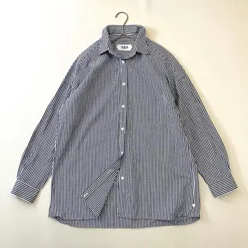 [ 프리 사이즈 ] 스픽 앤 스팬 오버 사이즈 스트라이프 셔츠 루즈핏