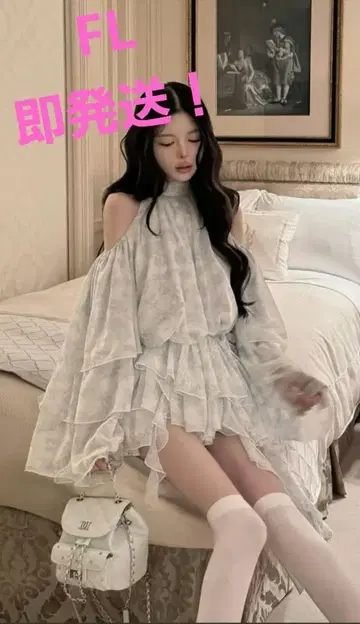 다리치 darich 투왈 드 주이 쉬폰 프릴 미니 원피스 새상품 SAX