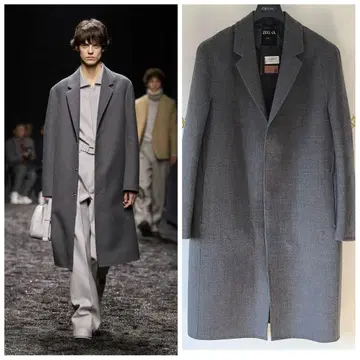 ZEGNA XXX 그레이 체스터 코트 사이즈 48 울 실크 제냐