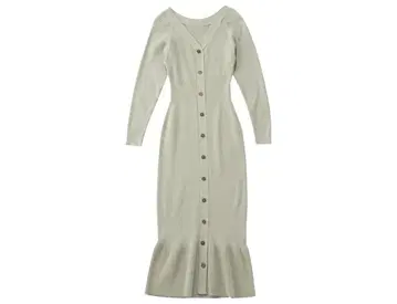 Sustainable 프론트 버튼 니트 원피스