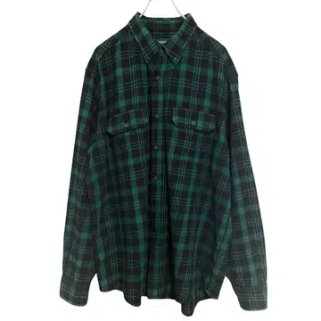 90's Faded Glory 플란넬 셔츠 L 그린 체크 긴팔 셔츠