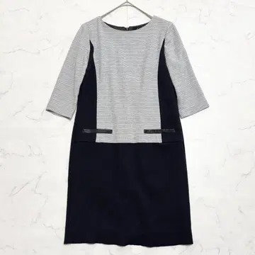 쿠 드 샹스 원피스 포멀 7부 소매 울 38 M 바이컬러