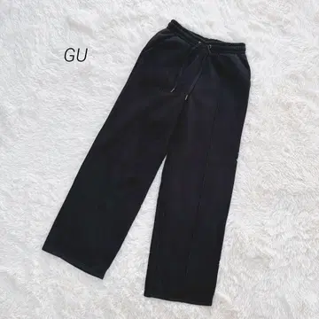 GU 헤비 웨이트 맨투맨 풀온 팬츠 M 블랙 속기모 와이드