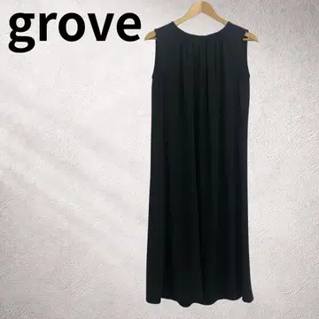 그로브 블랙 슬리브리스 롱 원피스 여성용 M