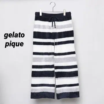 젤라또피케 젤라피케 보더 팬츠 룸웨어 드로코드 포함 네이비 화이트