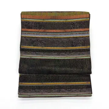 후쿠로 오비 육통 오시마 명주 직조 가로 줄무늬 멋짐 26M20f