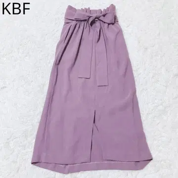 KBF 플레어 스커트 허리 리본 하이웨스트 슬릿 퍼플