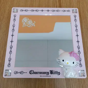 헤이세이 레트로 챠미 키티 라이트 부착 스탠드 거울 2006 탁상 거울