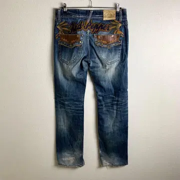 RED PEPPER 로우라이즈 데님 y2k 자수 허니컴 그런지 30