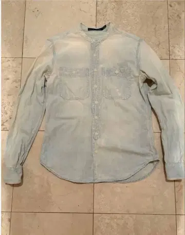 랄프 로렌 워시 가공 라이트 온스 데님 밴드 카라 블라우스 M