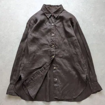 프레임워크 최근 모델 프렌치 린넨 레귤러 카라 셔츠 브라운