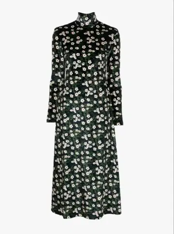 rokh 네이비 벨루어 드레스 플라워 프린트 맥시 드레스