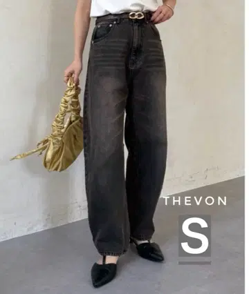 thevon 커브 데님 팬츠 다크 브라운 S 하이웨스트