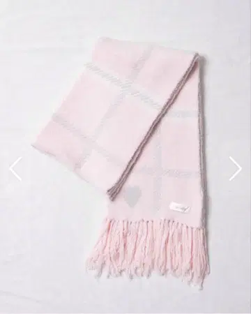 pium 하트 체크 마쉬멜로우 니트 머플러 핑크