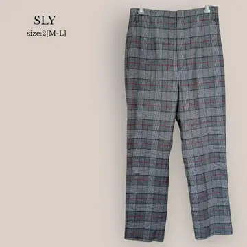 슬라이 SLY 체크 팬츠 슬랙스 스트레이트 하이웨스트