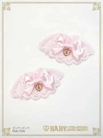 BABY 새틴 리본 토션 레이스 소매 장식 핑크 x 핑크