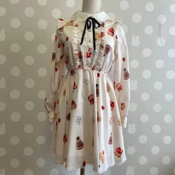 허니시나몬 케이크 패턴 원피스 택 포함 새상품 긴팔