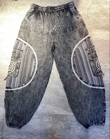 에스닉 패턴 사루엘 팬츠 블랙