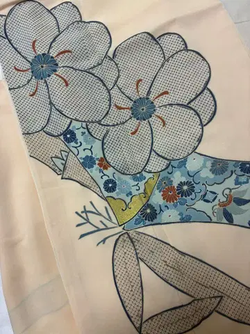 매화 문양 길상 문양 옅은 셔벗 오렌지 호몬기 츠케사게 대 시보리 무늬