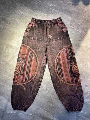 기하학 패턴 사루엘 팬츠 브라운 계열