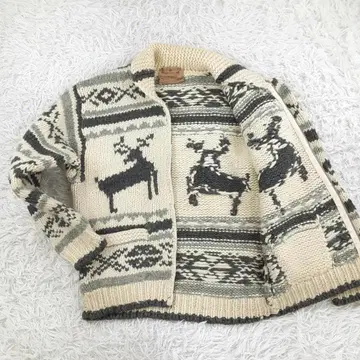 새상품급 그레이트 캠핑 카우친 스웨터 아이보리 노르딕 무늬