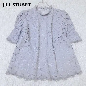 질스튜어트 블라우스 전체 레이스 스캘럽 꽃무늬 블루 M 온오프