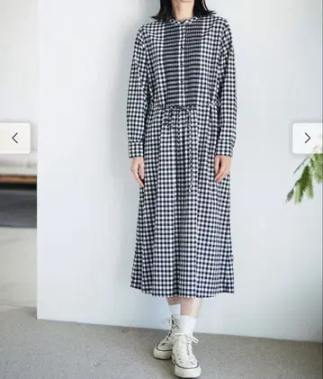 Sunny Clouds 써니클라우드 접힌 깅엄 원피스 M